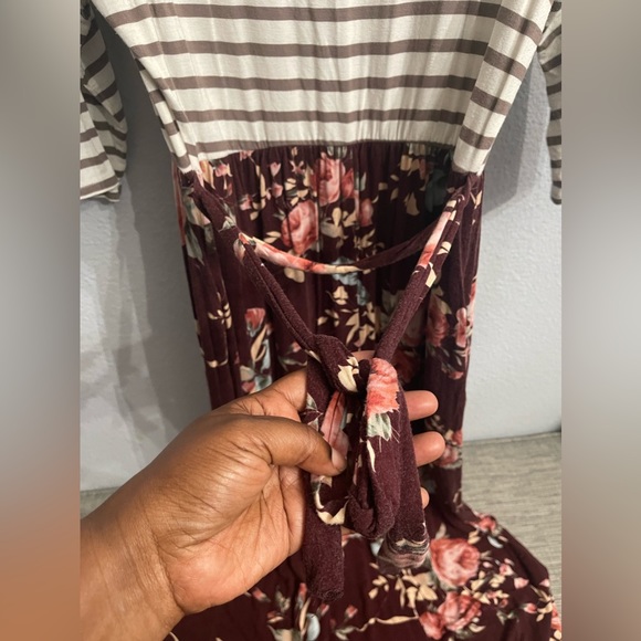 EUC XL Floral/Stripe Maxi Dress - Picture 4 of 11